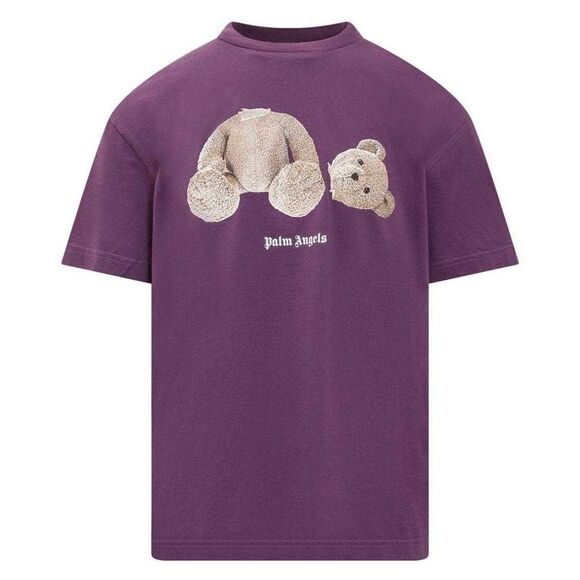 Palm Angels Mens Kill The Bear Logo T-Shirt / Purple